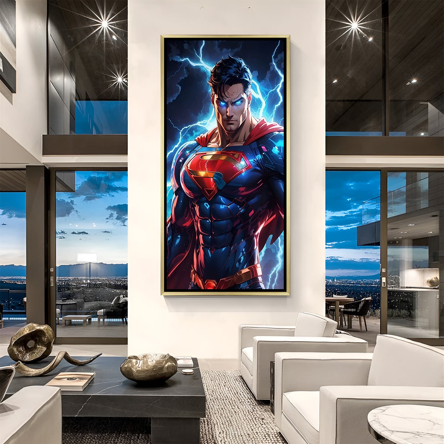 Ultimate Superman gold framed canvas - luxurious DC superhero wall art