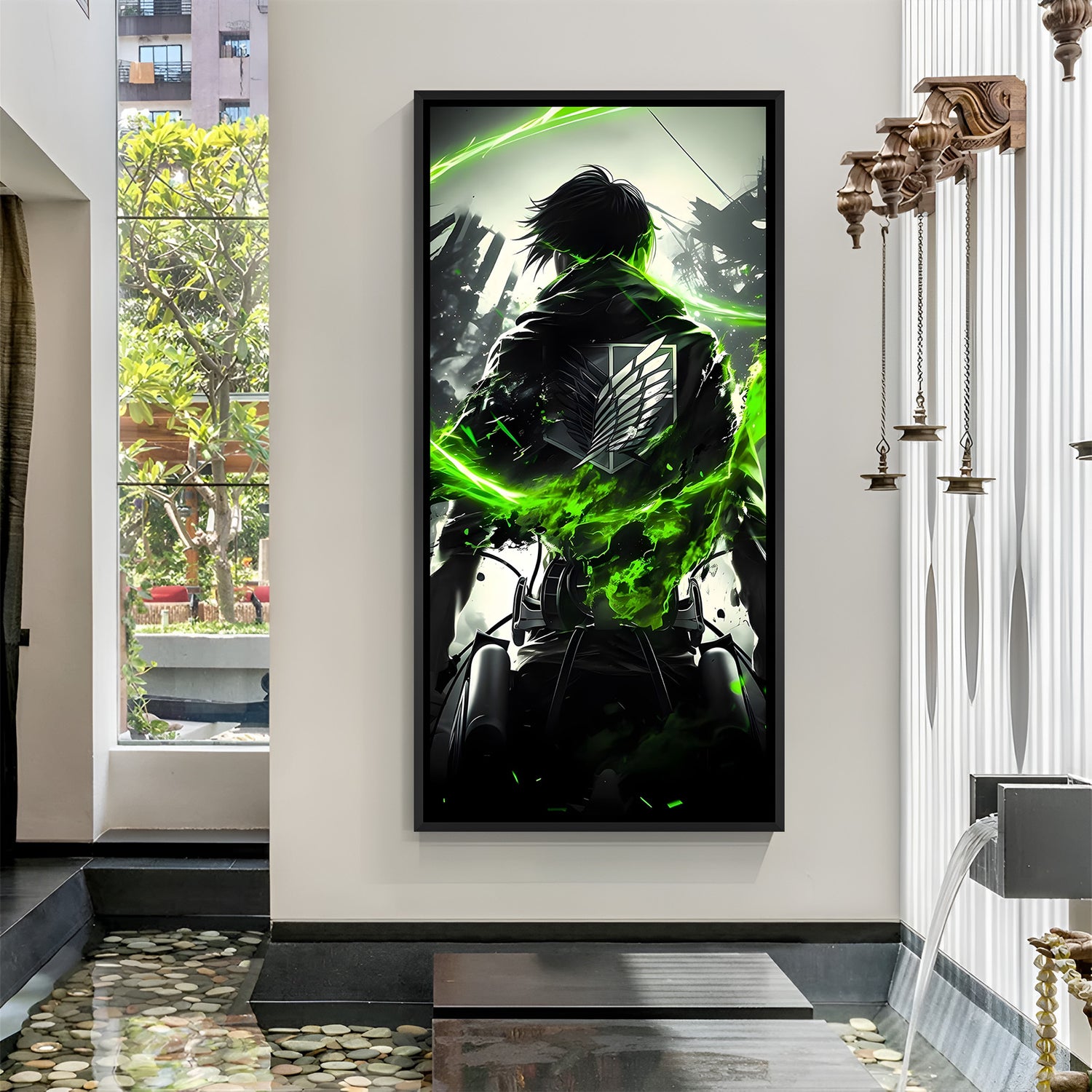 Anime Survey Corps artwork vertical black frame modern decor