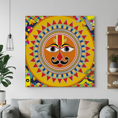 Surya Devta canvas painting for Indian spiritual wall art and traditional home and office decor