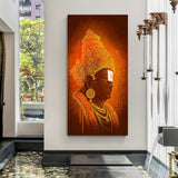 Modern golden-hued illustration of Tirupati Balaji in premium canvas wrapped frame