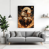Astronaut playing violin in space canvas wall art in premium wrapped frame with stunning galaxy background