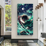 Tanjiro Kamado Water Breathing canvas painting with anime artwork in canvas wrapped frame