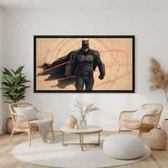 Batman superhero artwork in elegant black floater frame with contemporary cinematic design
