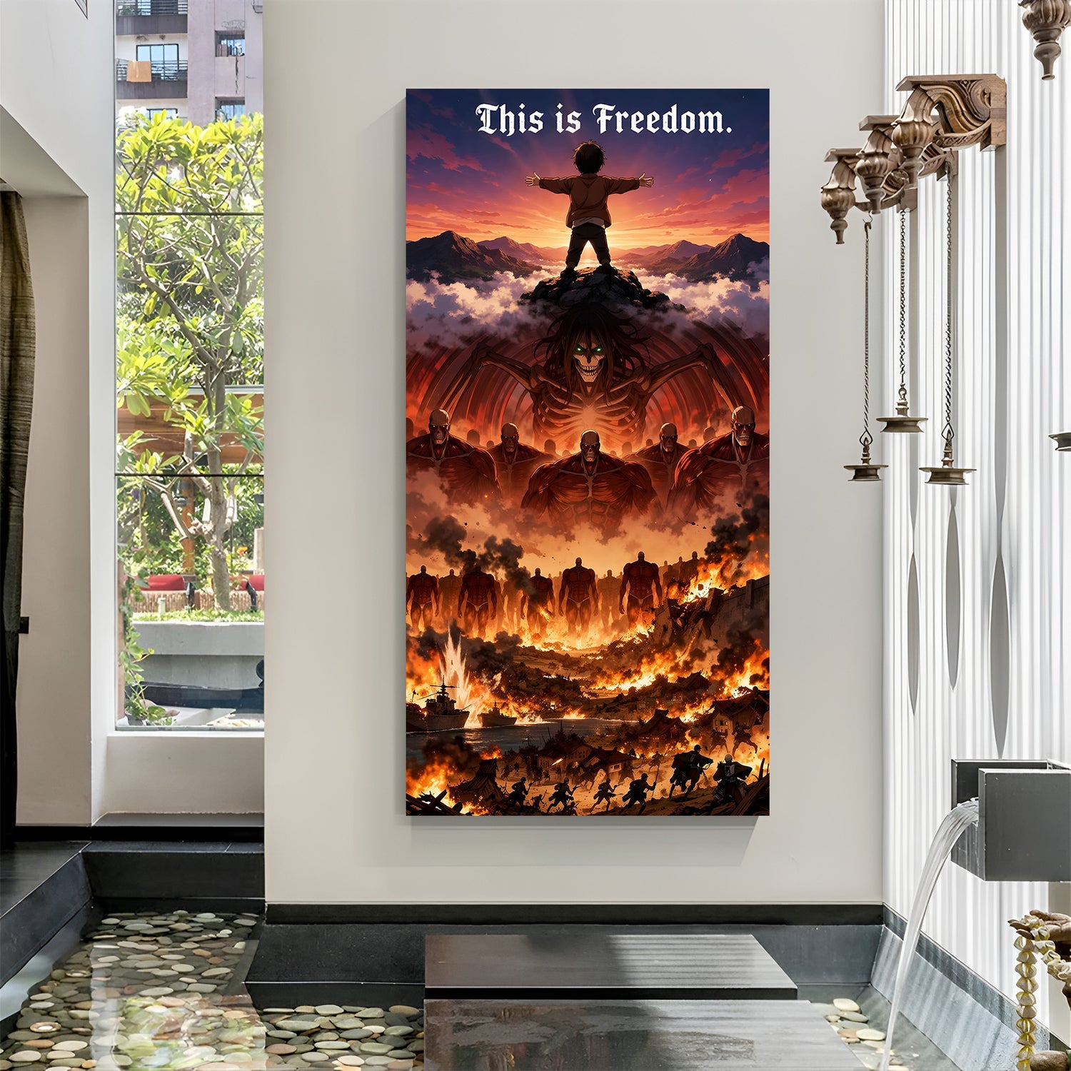 This is Freedom anime canvas wall art vertical dramatic scene