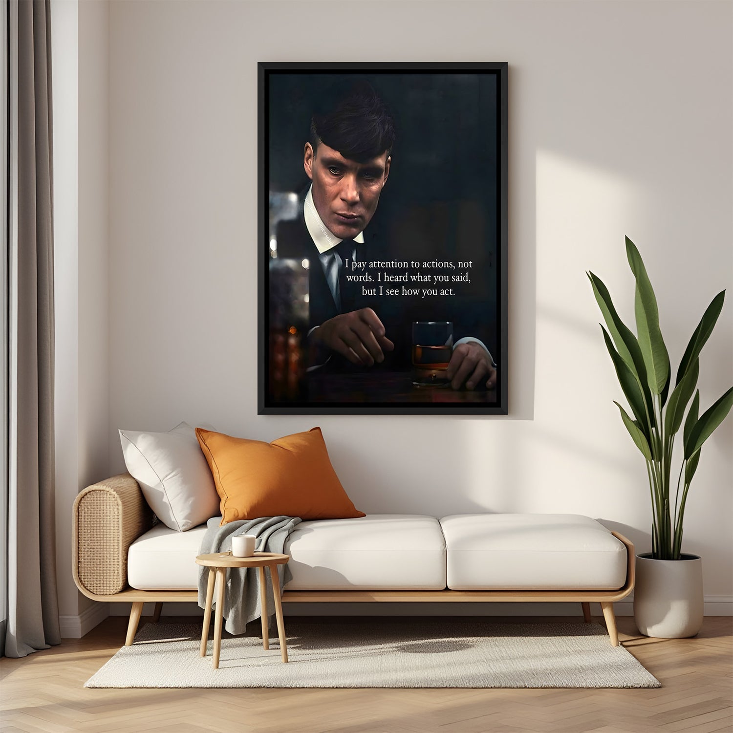 Thomas Shelby motivational wall art in black floater frame premium cinematic decor