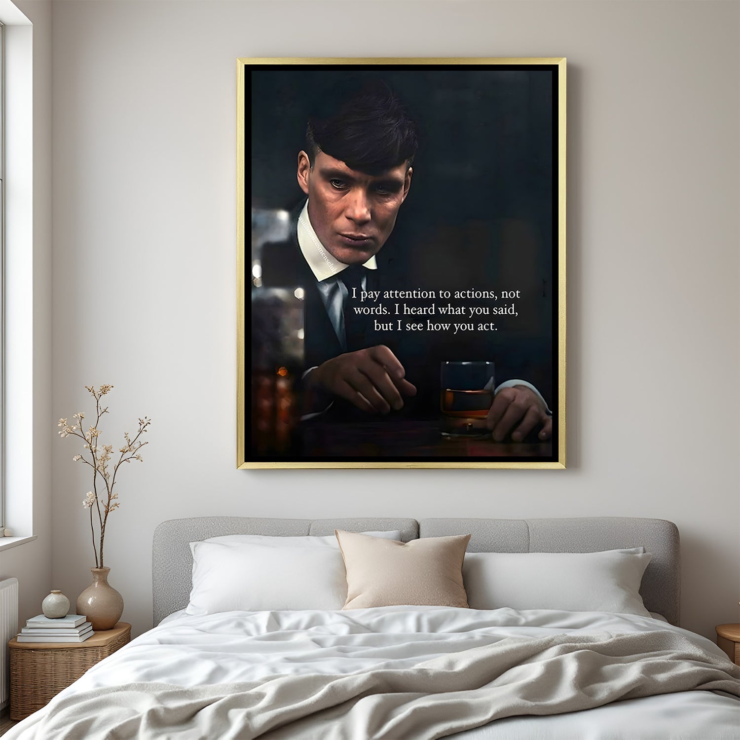 Thomas Shelby inspirational artwork in golden floater frame luxury Peaky Blinders wall decor