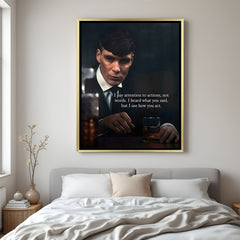 Thomas Shelby inspirational artwork in golden floater frame luxury Peaky Blinders wall decor