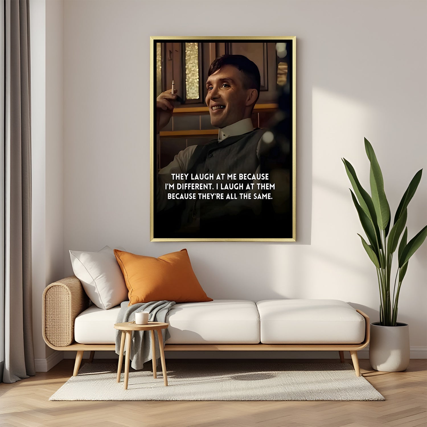 Thomas Shelby inspirational artwork in golden floater frame luxury Peaky Blinders wall decor