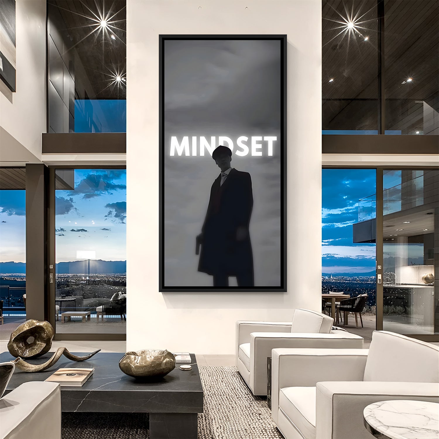 Thomas Shelby motivational wall art in black floater frame premium cinematic decor