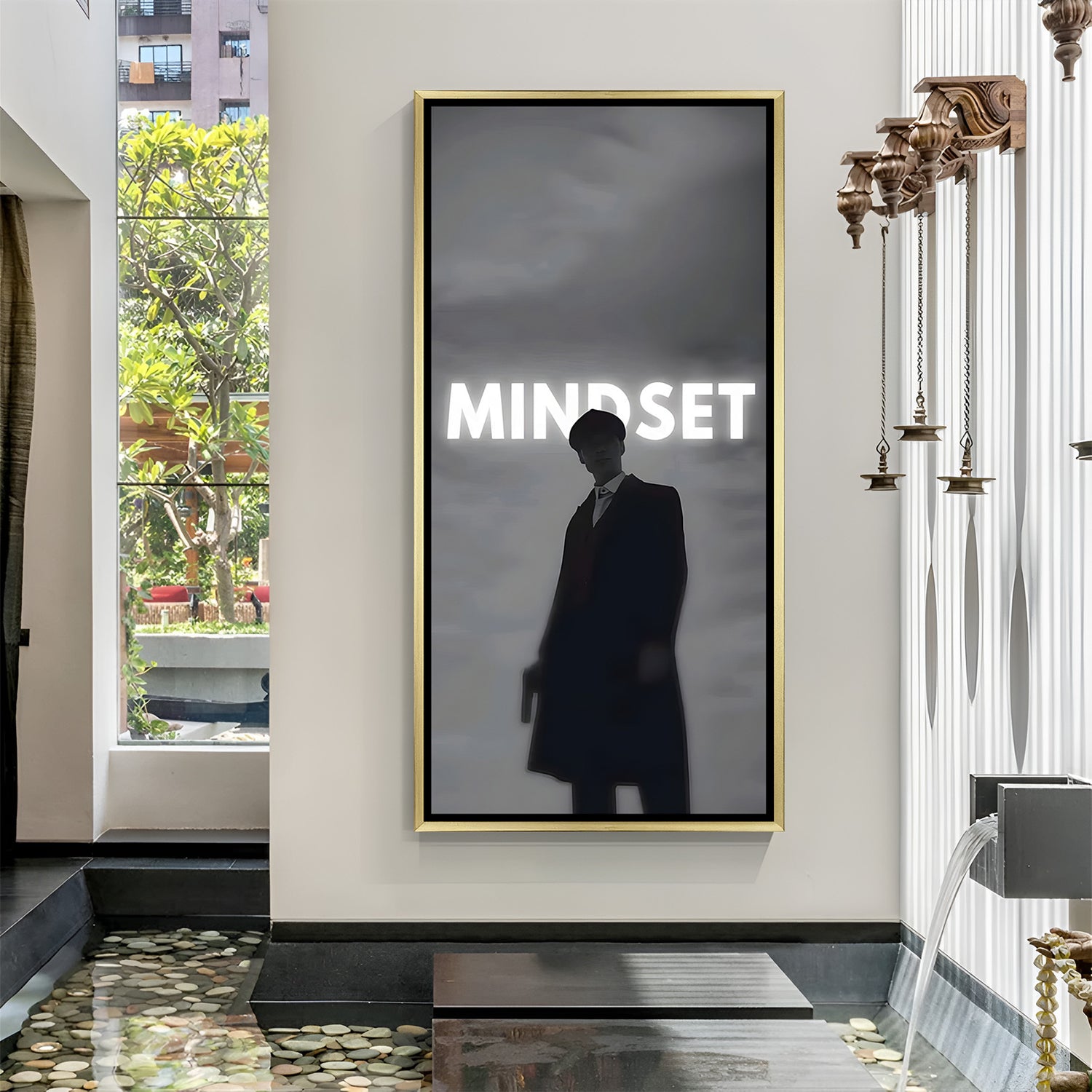 Thomas Shelby mindset artwork in golden floater frame luxury Peaky Blinders wall decor