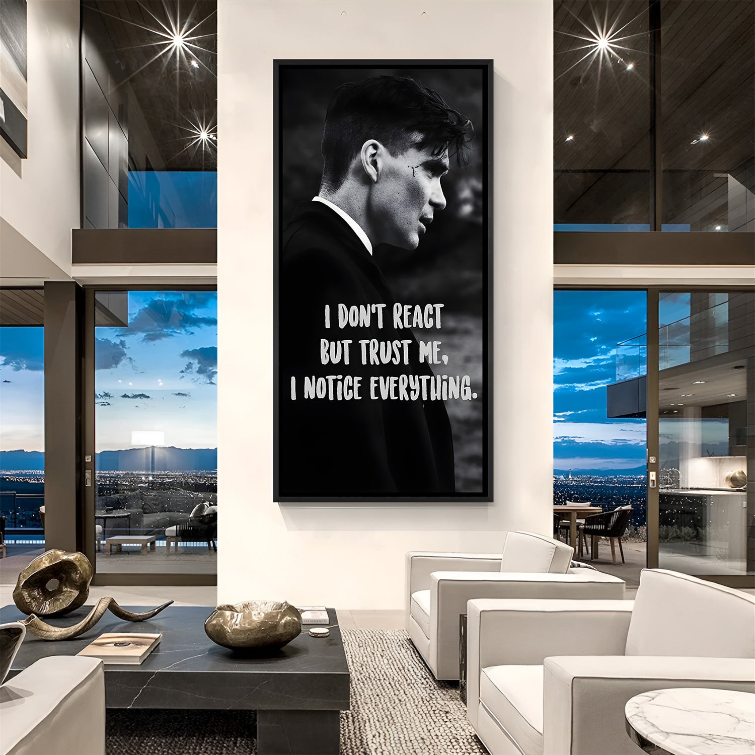 Thomas Shelby motivational wall art in black floater frame premium cinematic decor
