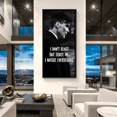 Thomas Shelby motivational wall art in black floater frame premium cinematic decor