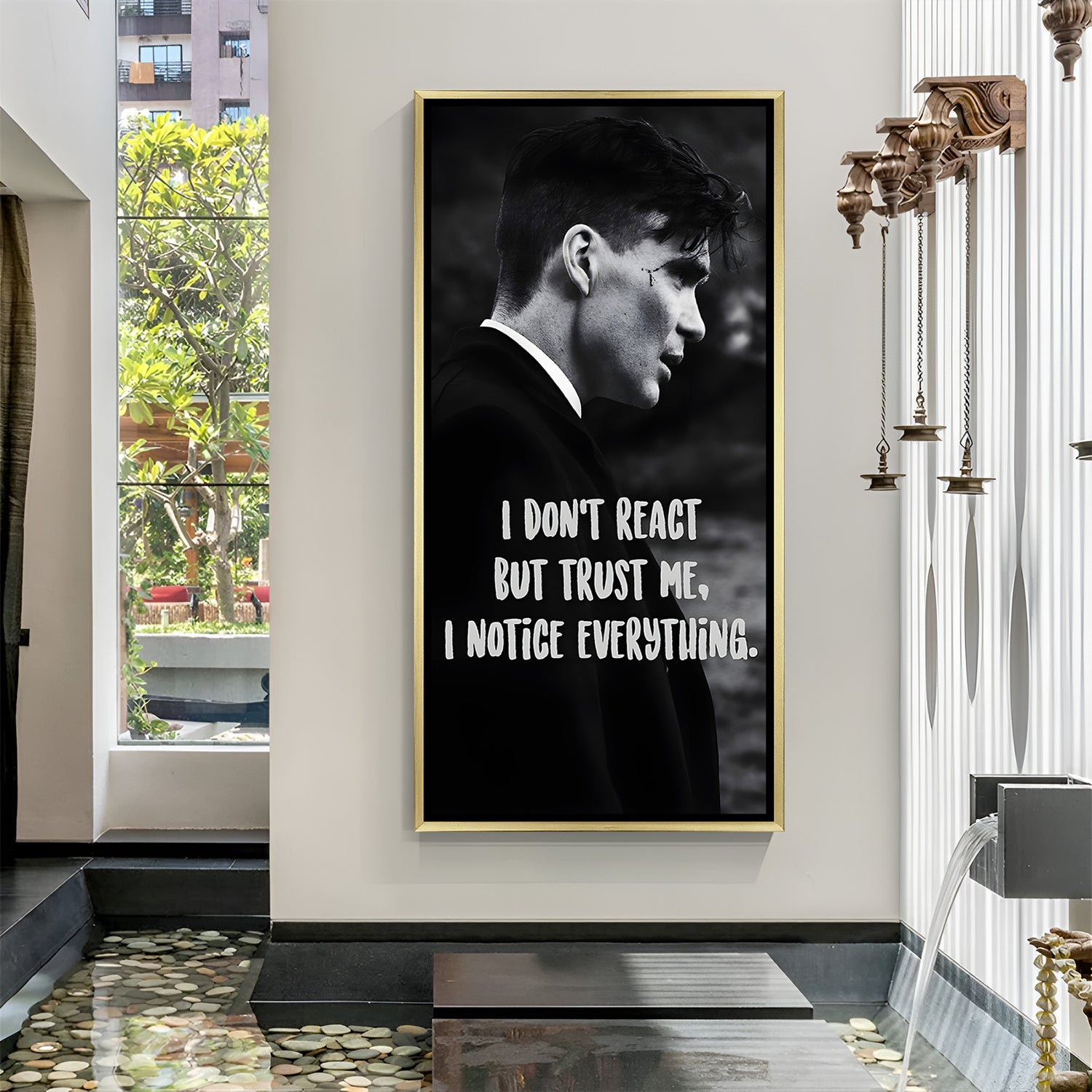 Thomas Shelby inspirational artwork in golden floater frame luxury Peaky Blinders wall decor