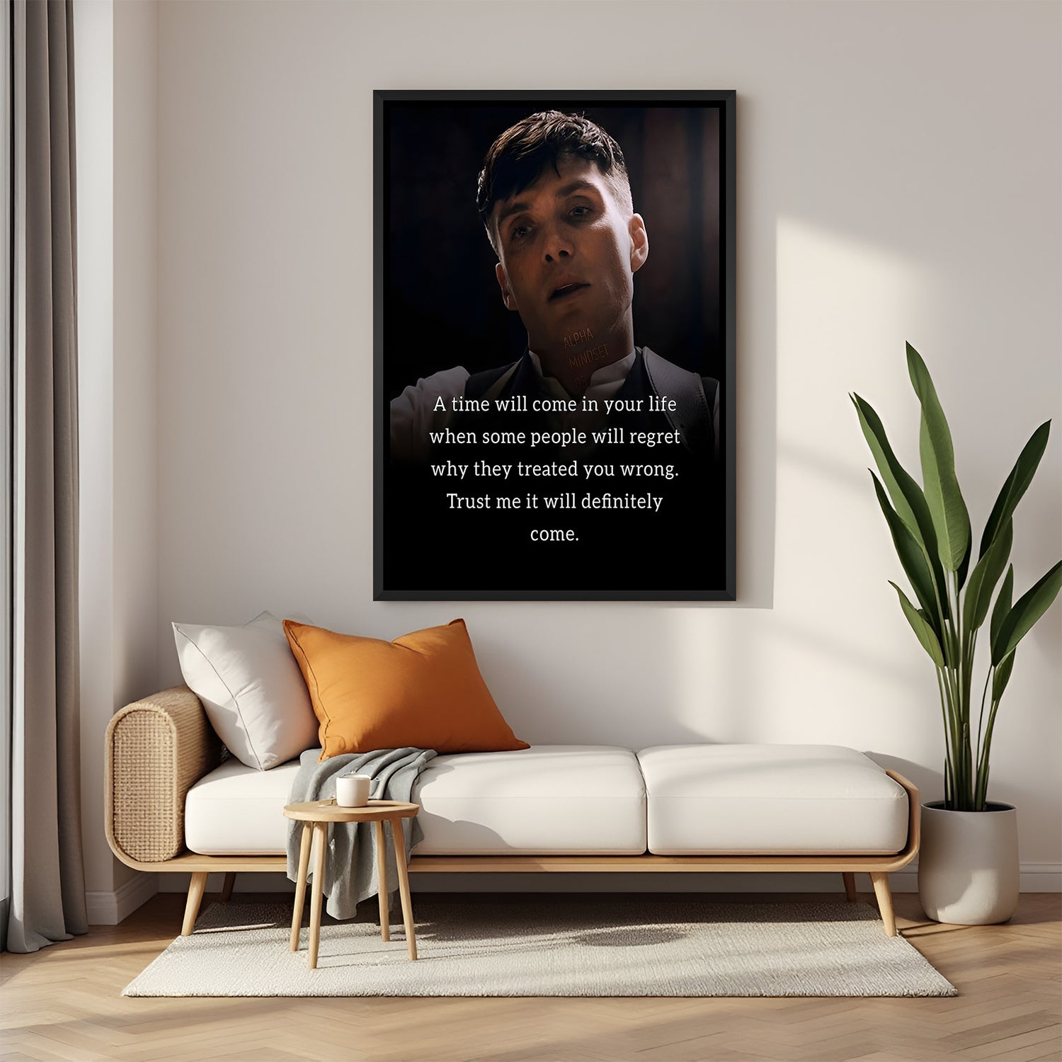Thomas Shelby motivational wall art in black floater frame premium cinematic decor