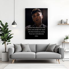 Thomas Shelby Peaky Blinders motivation canvas wall art with inspirational regret quote