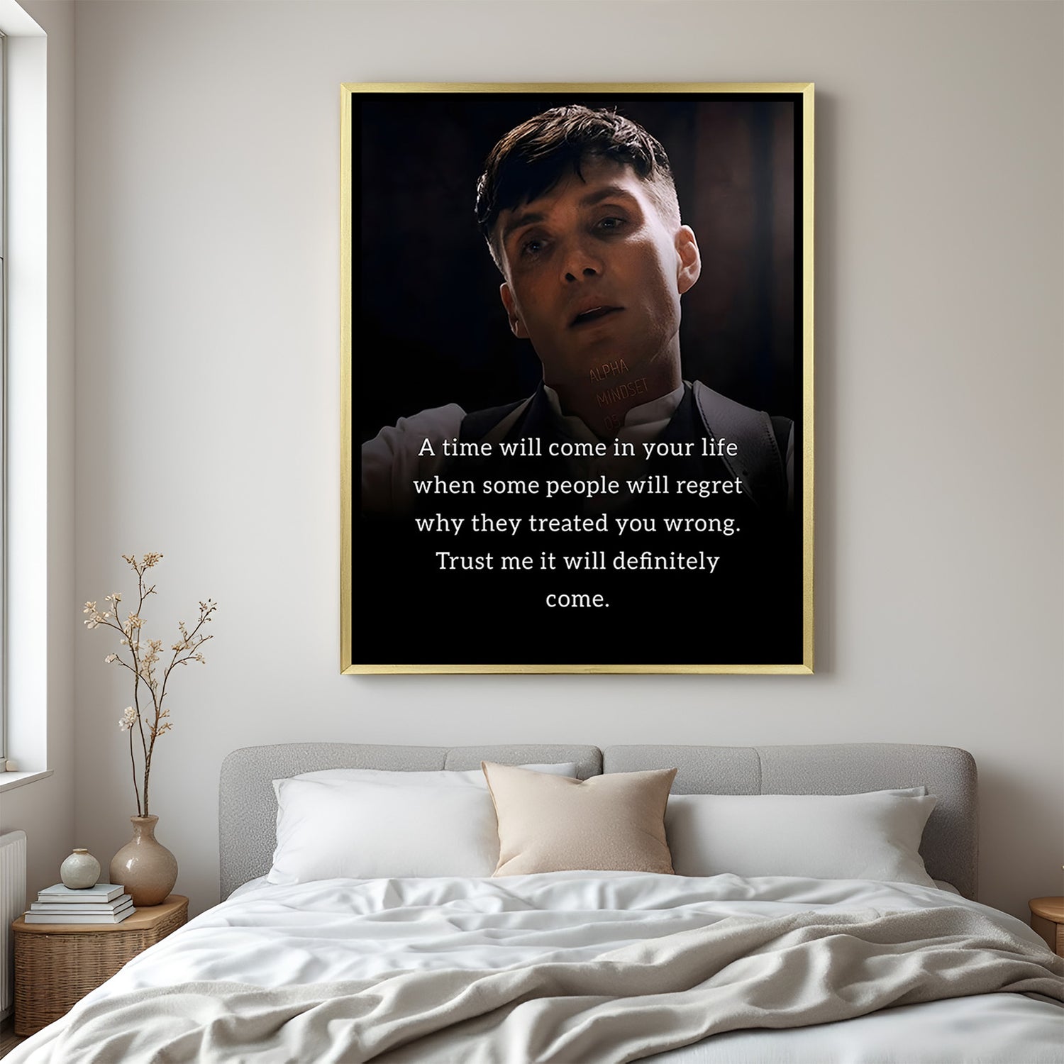 Thomas Shelby inspirational artwork in golden floater frame luxury Peaky Blinders wall decor