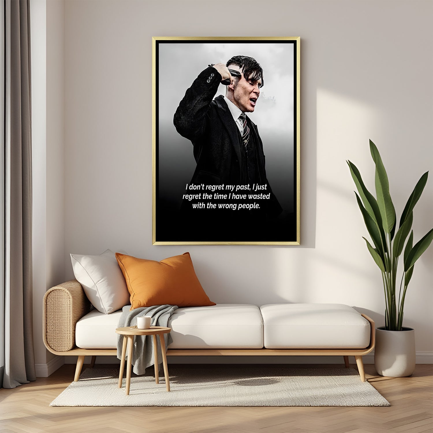 Thomas Shelby inspirational artwork in golden floater frame luxury Peaky Blinders wall decor