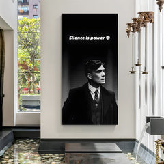 Thomas Shelby Peaky Blinders motivation canvas wall art with silence is the power quote