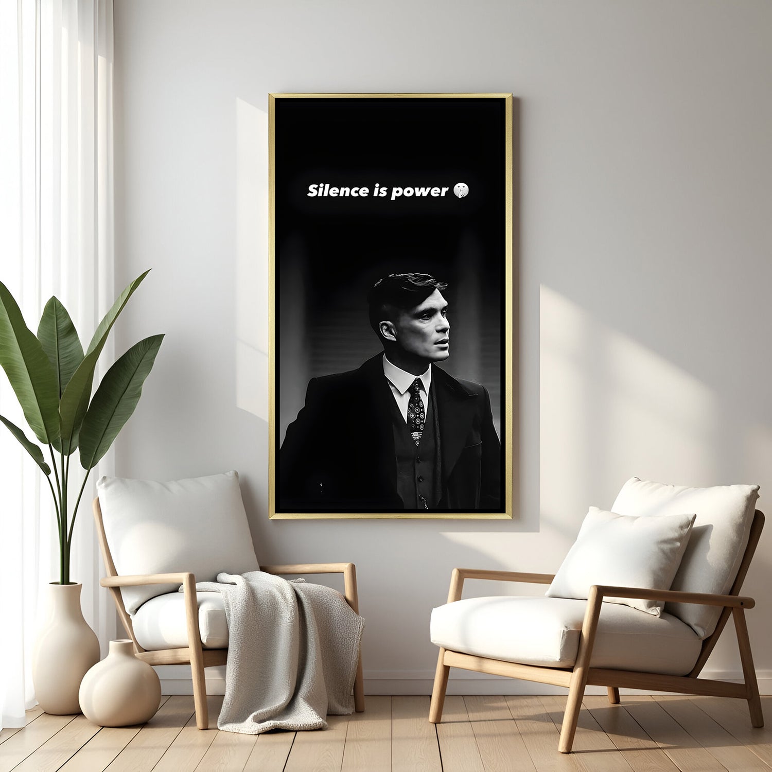 Thomas Shelby inspirational artwork in golden floater frame luxury Peaky Blinders wall decor