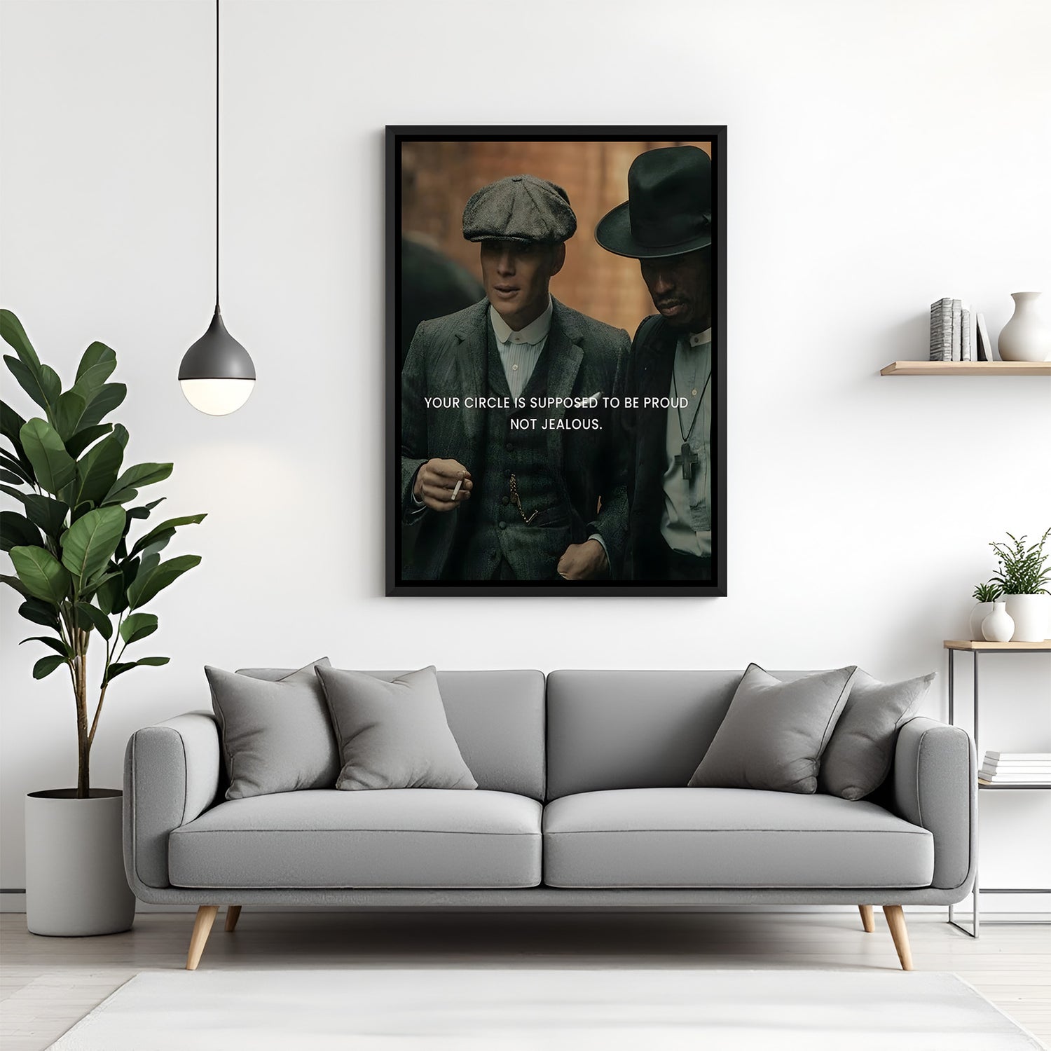 Thomas Shelby motivational wall art in black floater frame premium cinematic decor