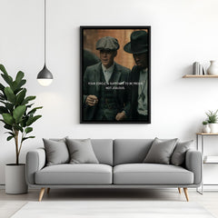 Thomas Shelby motivational wall art in black floater frame premium cinematic decor