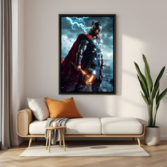 Thor canvas in black floater frame – dramatic Asgardian superhero wall decor