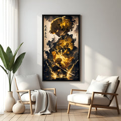 Zenitsu anime lightning artwork in elegant black floater frame featuring dramatic thunder-inspired design