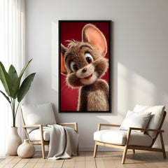 Jerry cartoon artwork in elegant black floater frame with classic animation and fun character styling