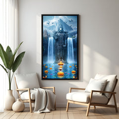 Lord Venkateswara Tirupati Balaji wall painting in elegant black floater frame for living room and pooja room decor