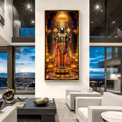 Tirupati Balaji golden floater frame canvas wall art premium temple painting for home decor