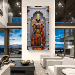 Tirupati Balaji marble temple canvas wrapped wall art Lord Venkateswara spiritual painting for home decor