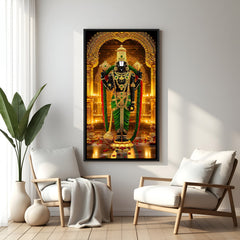 Tirupati Balaji temple arch painting black floater frame wall art for living room decor