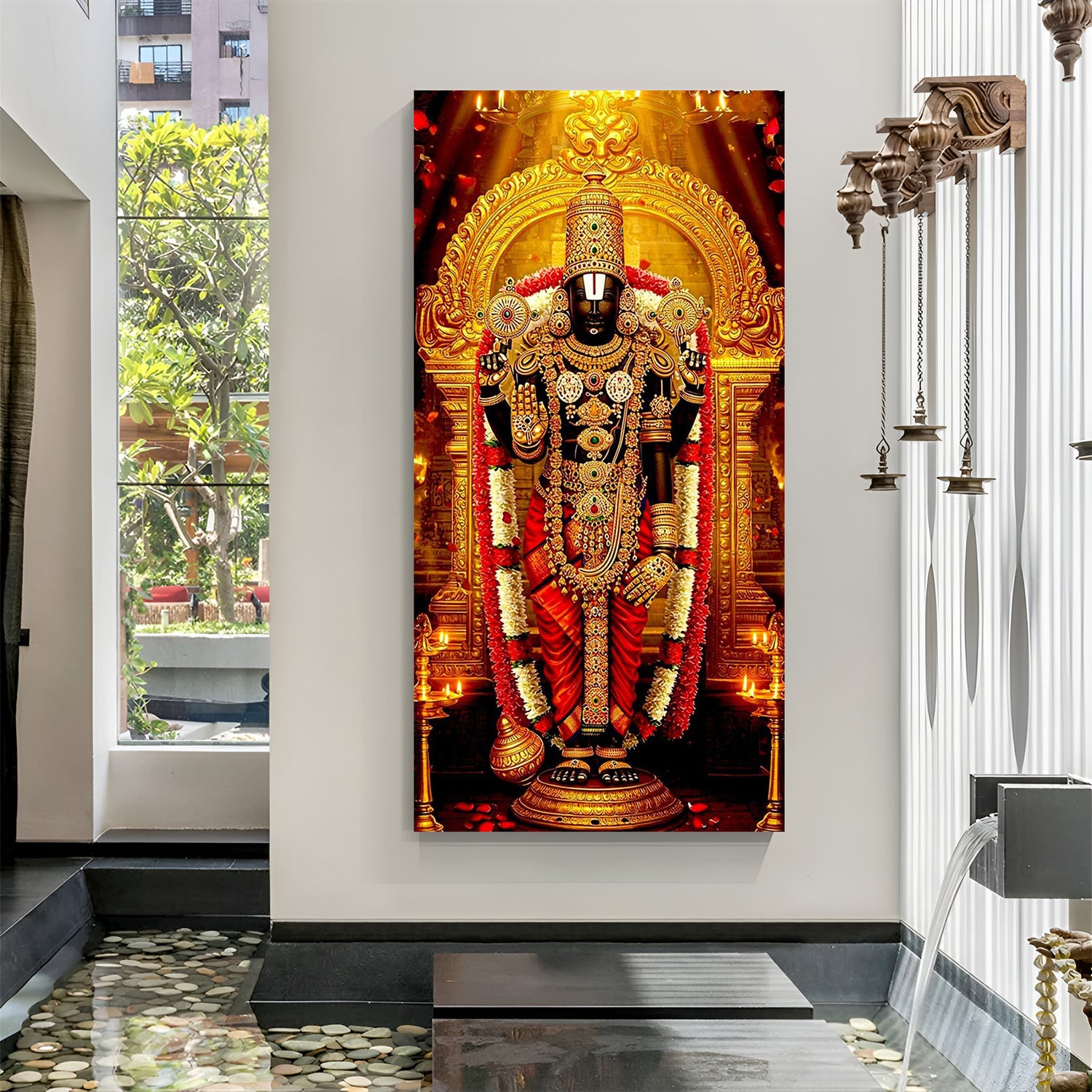 Tirupati Balaji Venkateshwara ji canvas wall art with divine aura for home temple and living room decor