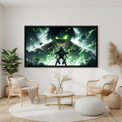 Dark fantasy anime titan artwork in black floater frame