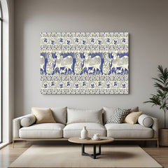 Traditional cow Kalamkari canvas wall art in premium canvas wrapped frame with intricate ethnic detailing