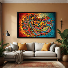 Traditional lady Kalamkari wall painting in elegant black floater frame for luxury ethnic interiors