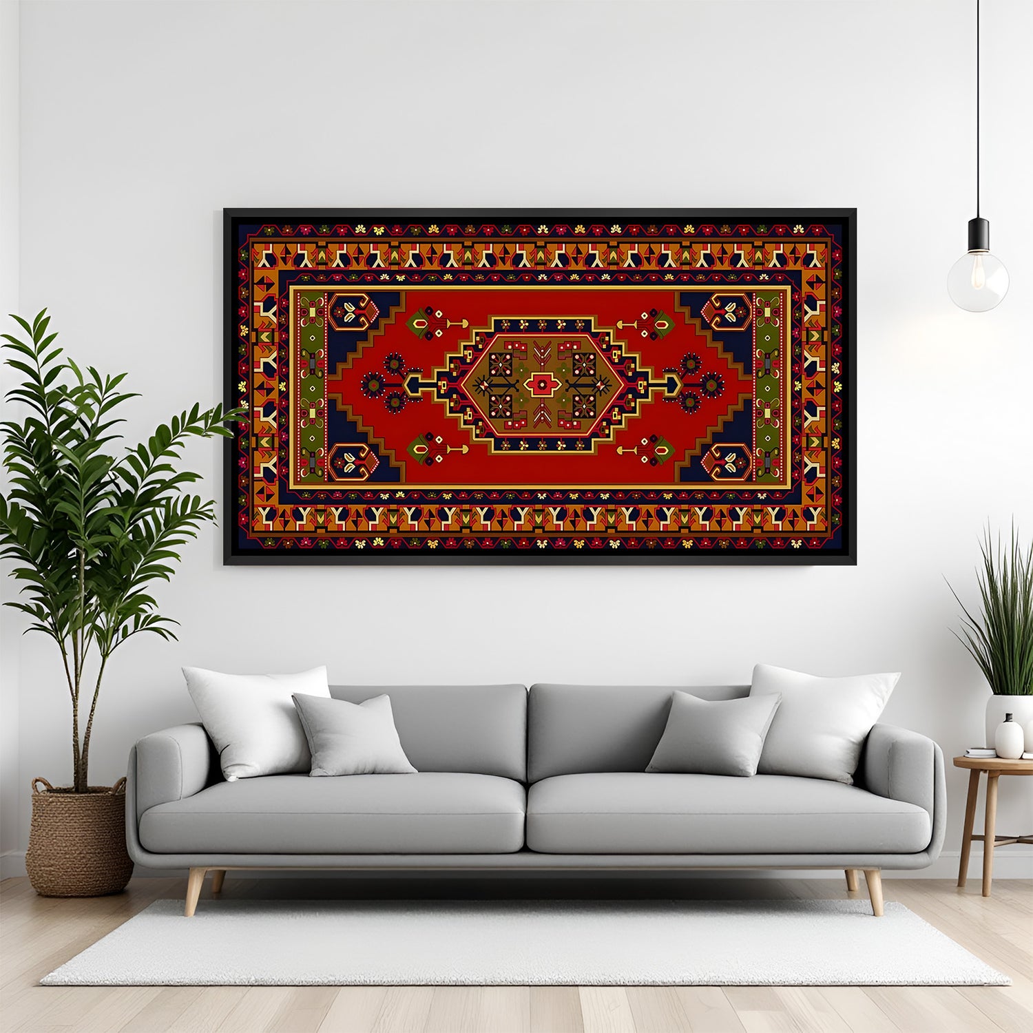 Traditional Tribal Pattern ethnic canvas artwork in premium black floater frame