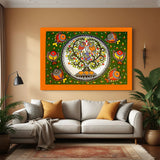 Tree of Life Madhubani canvas painting for Indian ethnic wall art and spiritual home and office decoration