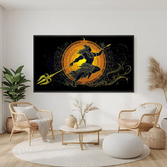 Mahadev Trishul painting in elegant black floater frame with powerful spiritual symbolism