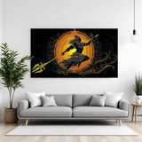 Lord Shiva with Trishul canvas wall art in premium canvas wrapped frame for spiritual home decoration