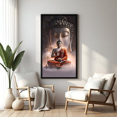 Twin Buddhas of Inner Harmony wall painting in black floater frame with serene meditation and spiritual artwork