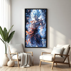 Black floater frame Ultra Instinct Goku anime wall art modern Dragon Ball wall decor