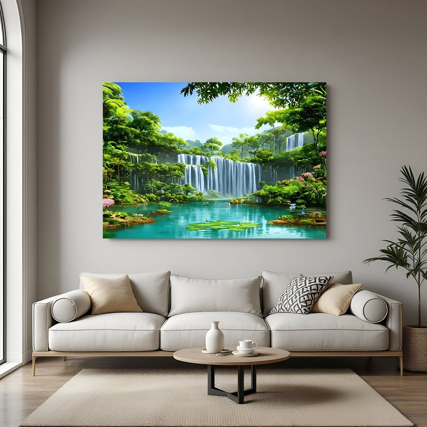 Vastu waterfall canvas painting for home and bedroom decor bringing positive energy and flow