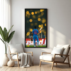 Virat Kohli wall art with black footer frame and Chase Greatness text for motivational home decor