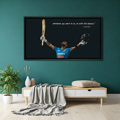 Inspirational Virat Kohli cricket wall art in black floater frame modern sports motivational decor