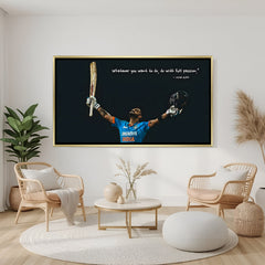 Virat Kohli motivational cricket artwork in luxury golden floater frame premium sports canvas wall art