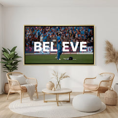 Virat Kohli believe motivation artwork in luxury golden floater frame premium cricket wall painting