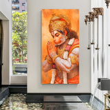 Lord Hanuman side profile canvas artwork with symbolic hand gesture in premium canvas wrapped frame
