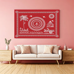Warli canvas art with traditional tribal painting for modern Indian home and office walls