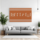 Warli tribal painting on canvas from West India – Indian folk art for ethnic and rustic wall decor